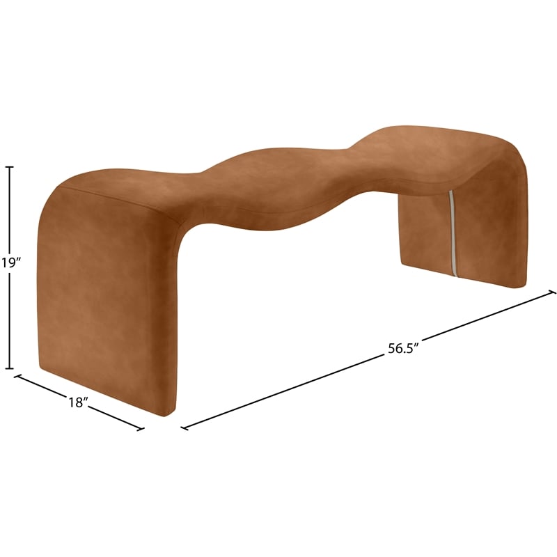 Meridian Furniture Willow Cognac Vegan Leather Bench