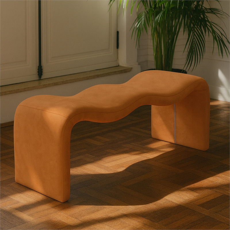 Meridian Furniture Willow Cognac Vegan Leather Bench