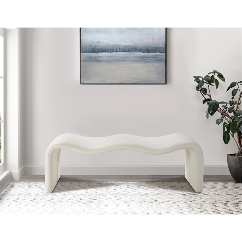 Meridian Furniture Willow Cream Vegan Leather Bench