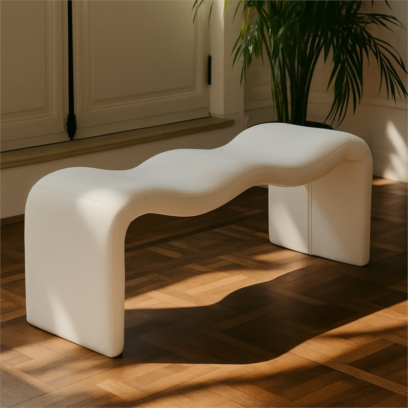 Meridian Furniture Willow Cream Vegan Leather Bench
