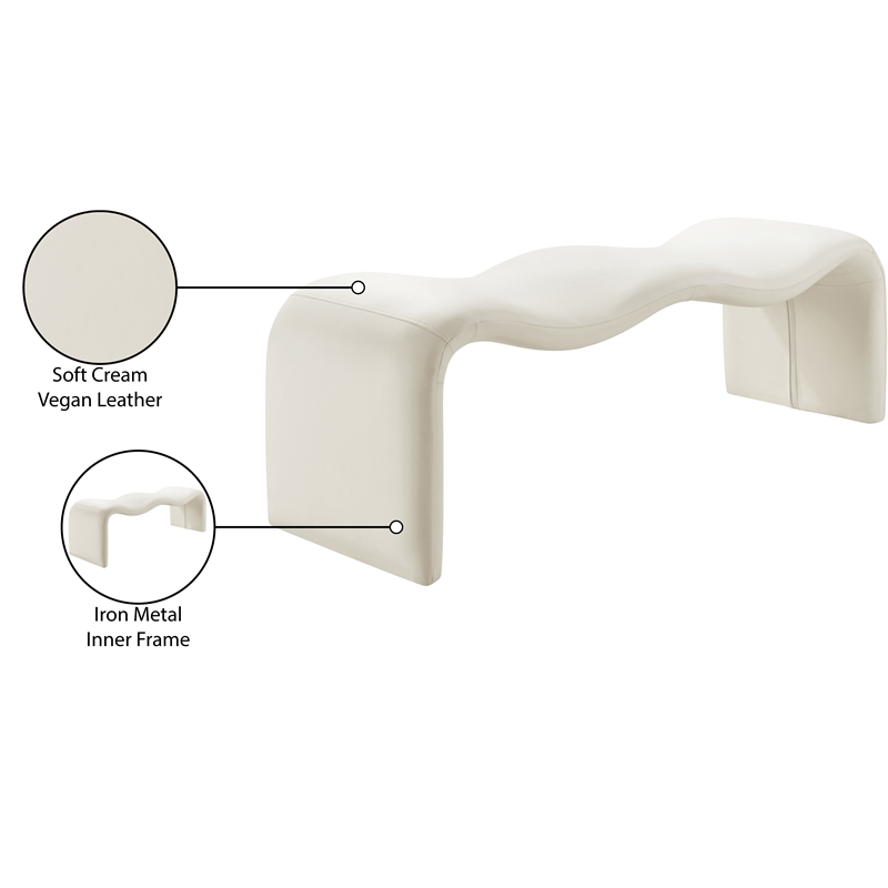 Meridian Furniture Willow Cream Vegan Leather Bench
