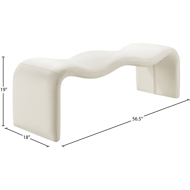 Meridian Furniture Willow Cream Vegan Leather Bench