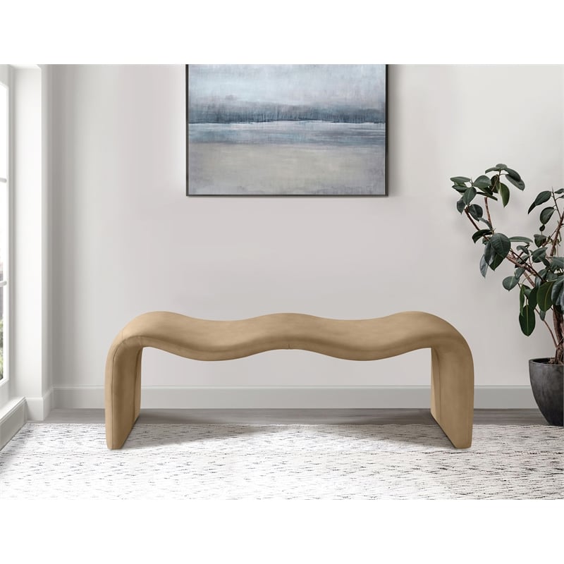 Meridian Furniture Willow Tan Vegan Leather Bench