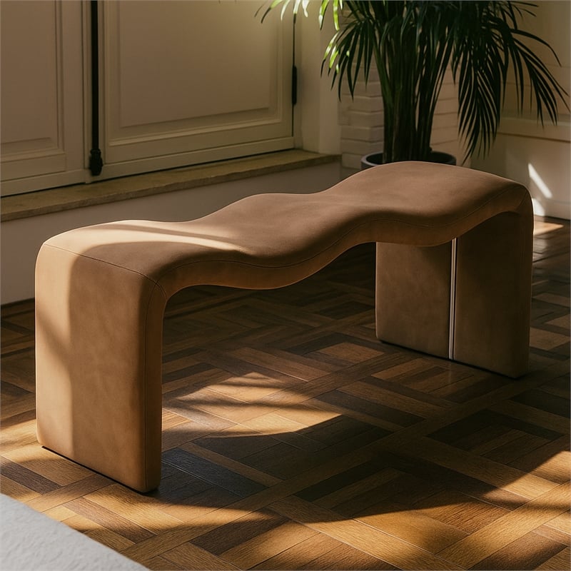 Meridian Furniture Willow Tan Vegan Leather Bench