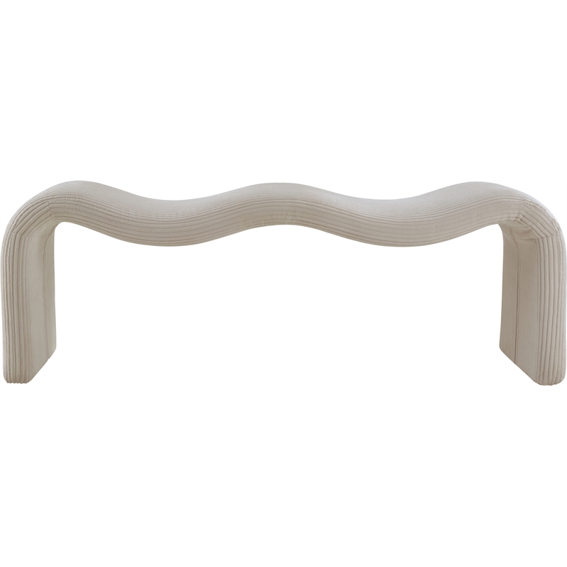 Meridian Furniture Willow Beige Microsuede Corduroy Bench