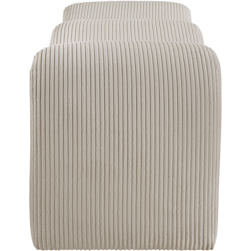 Meridian Furniture Willow Beige Microsuede Corduroy Bench