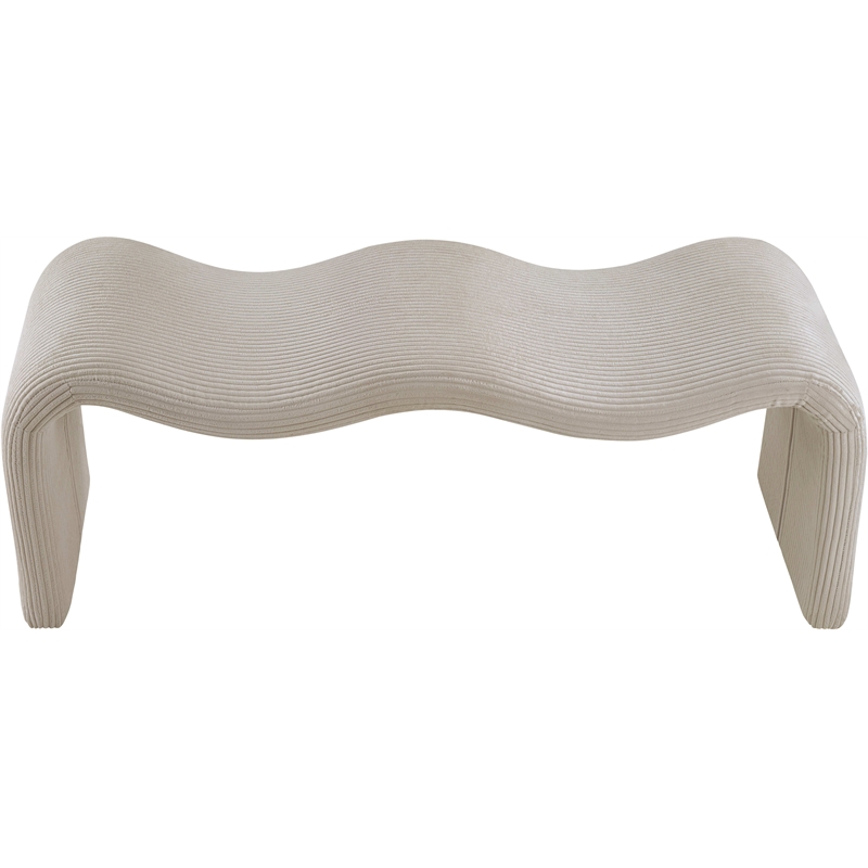 Meridian Furniture Willow Beige Microsuede Corduroy Bench