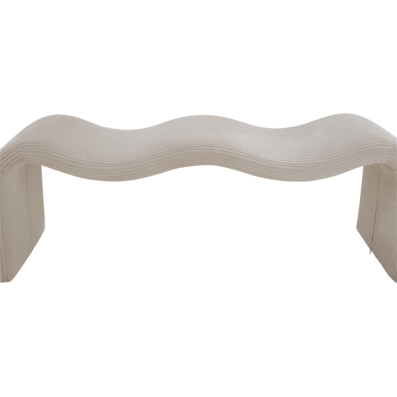 Meridian Furniture Willow Beige Microsuede Corduroy Bench