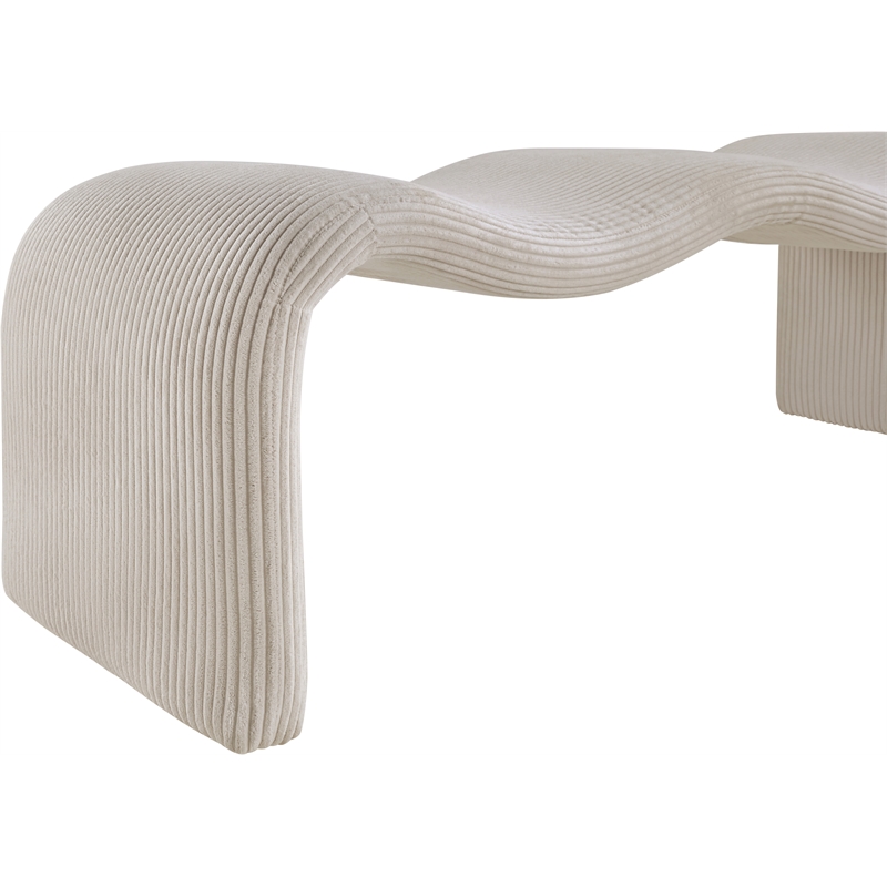 Meridian Furniture Willow Beige Microsuede Corduroy Bench