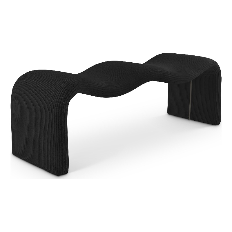 Meridian Furniture Willow Black Microsuede Corduroy Bench