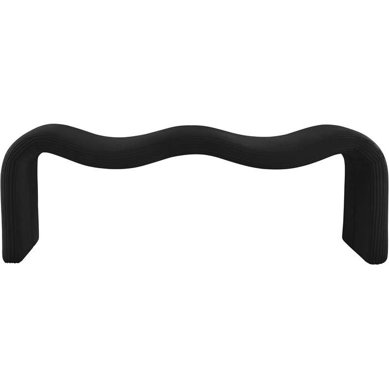 Meridian Furniture Willow Black Microsuede Corduroy Bench