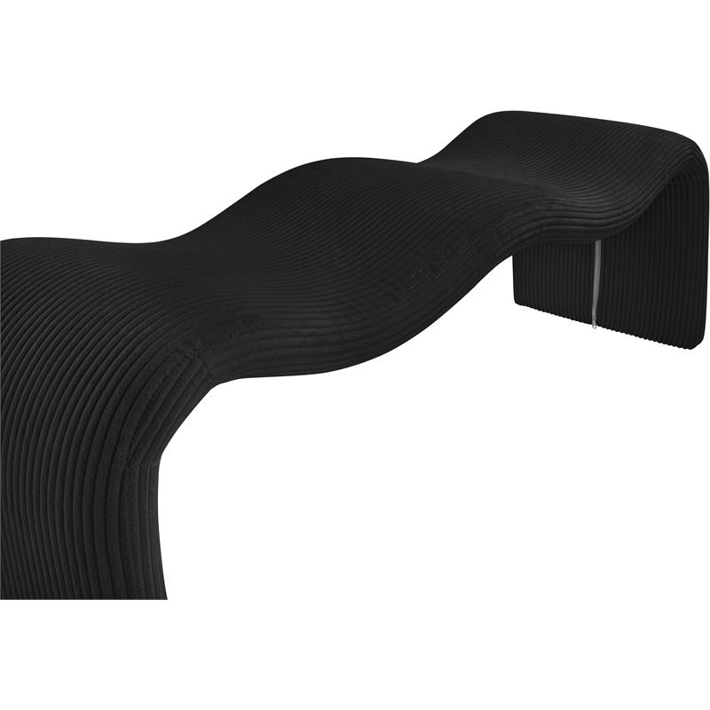 Meridian Furniture Willow Black Microsuede Corduroy Bench