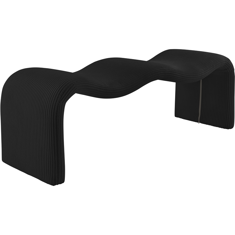 Meridian Furniture Willow Black Microsuede Corduroy Bench