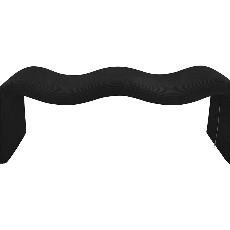 Meridian Furniture Willow Black Microsuede Corduroy Bench