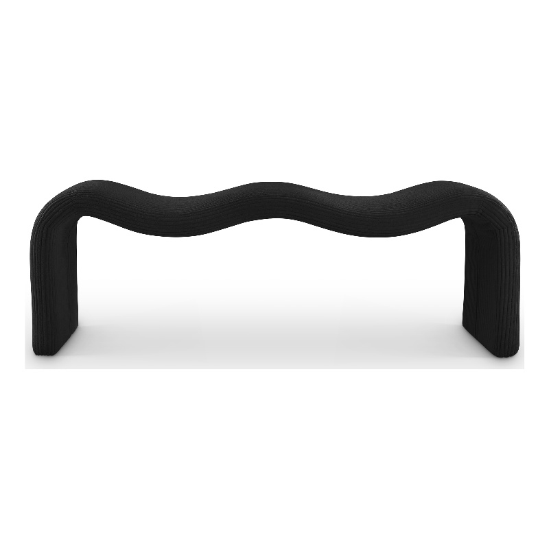 Meridian Furniture Willow Black Microsuede Corduroy Bench