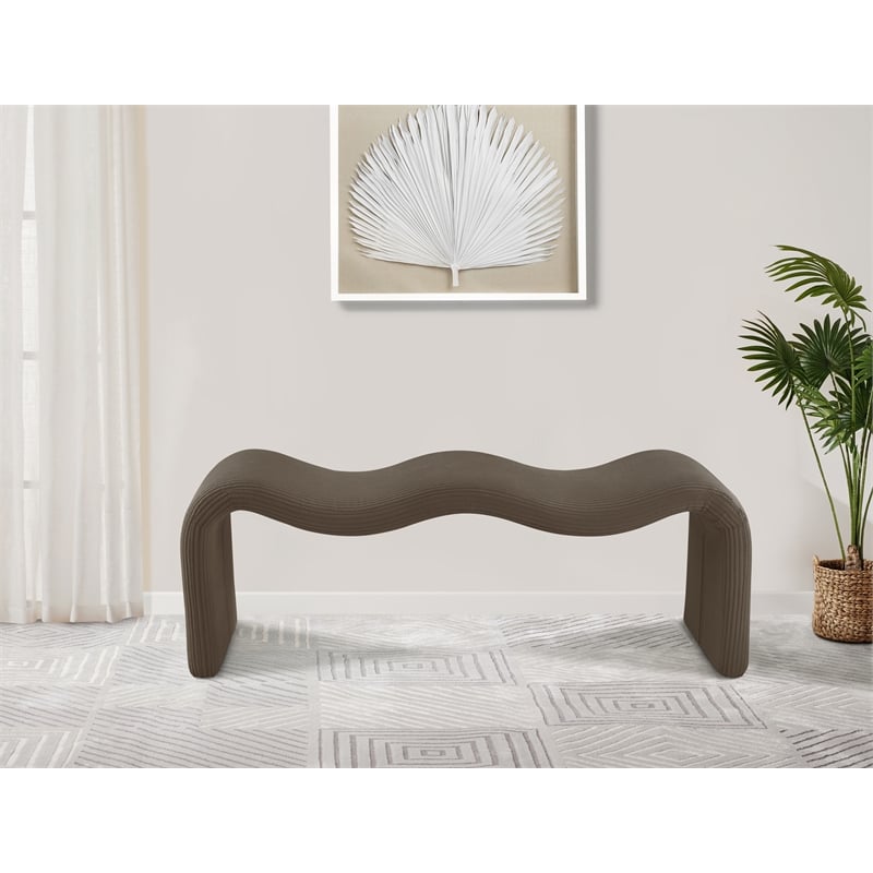 Meridian Furniture Willow Brown Microsuede Corduroy Bench