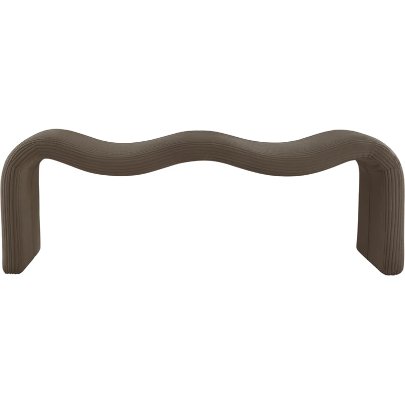 Meridian Furniture Willow Brown Microsuede Corduroy Bench