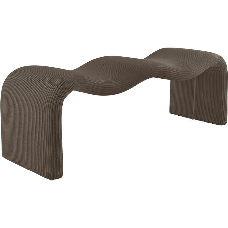 Meridian Furniture Willow Brown Microsuede Corduroy Bench
