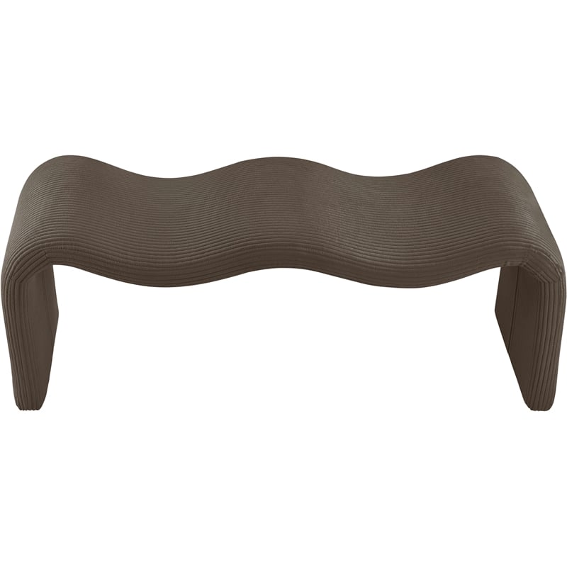Meridian Furniture Willow Brown Microsuede Corduroy Bench