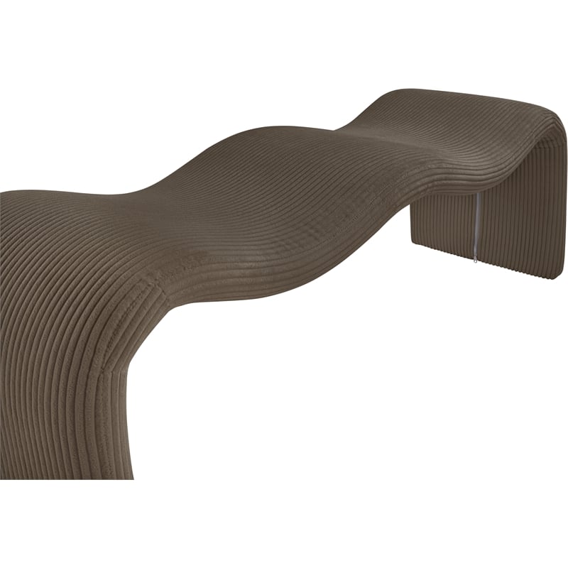 Meridian Furniture Willow Brown Microsuede Corduroy Bench