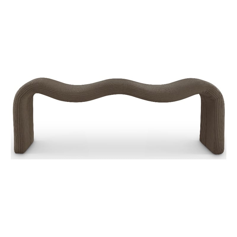 Meridian Furniture Willow Brown Microsuede Corduroy Bench