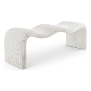 Meridian Furniture Willow Cream Microsuede Corduroy Bench