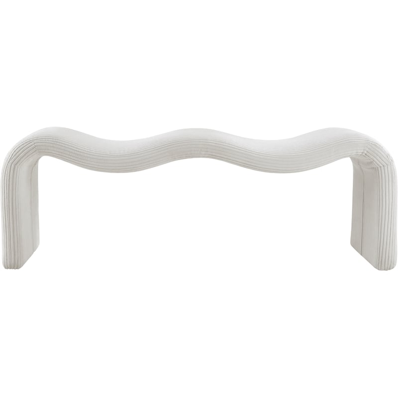 Meridian Furniture Willow Cream Microsuede Corduroy Bench