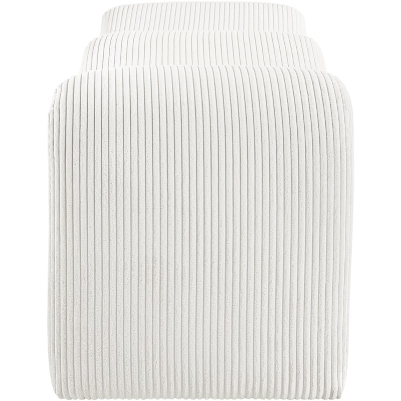 Meridian Furniture Willow Cream Microsuede Corduroy Bench