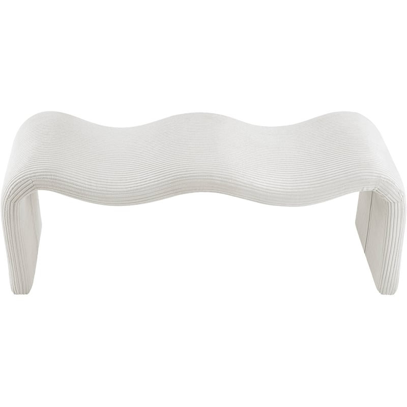 Meridian Furniture Willow Cream Microsuede Corduroy Bench
