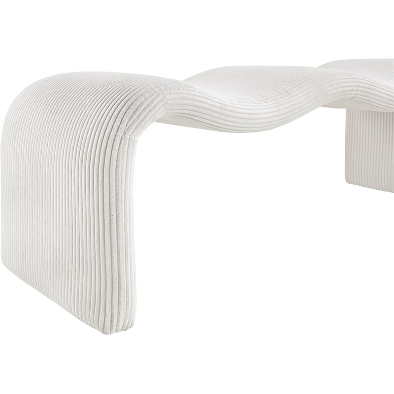 Meridian Furniture Willow Cream Microsuede Corduroy Bench