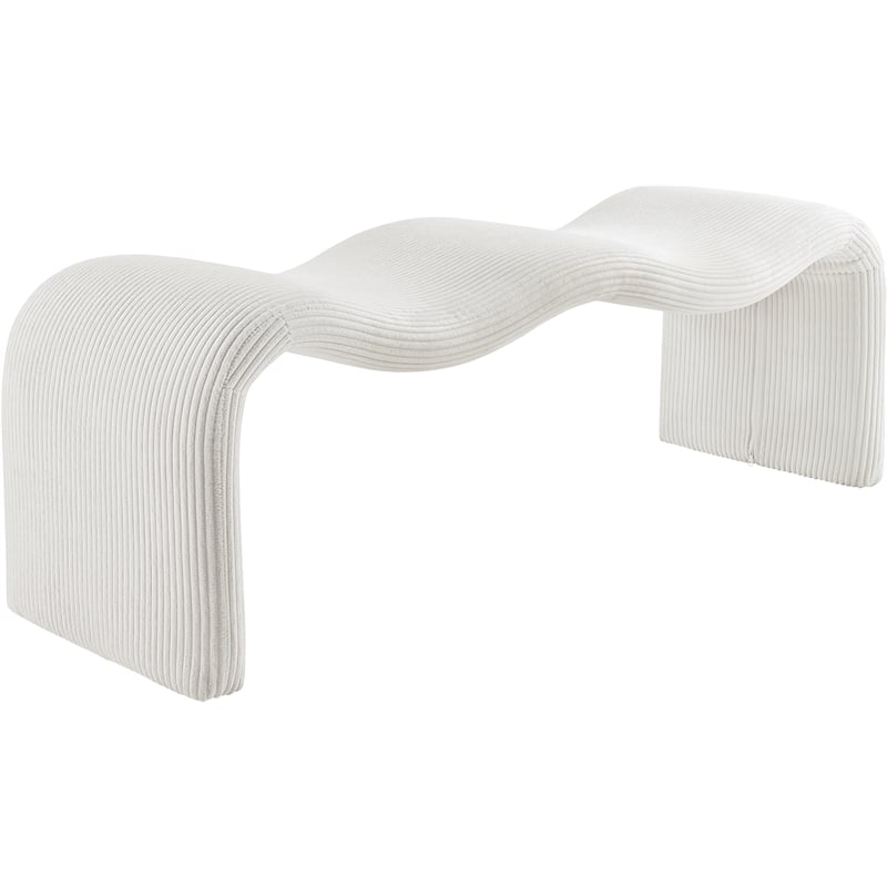 Meridian Furniture Willow Cream Microsuede Corduroy Bench
