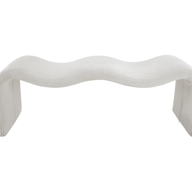 Meridian Furniture Willow Cream Microsuede Corduroy Bench