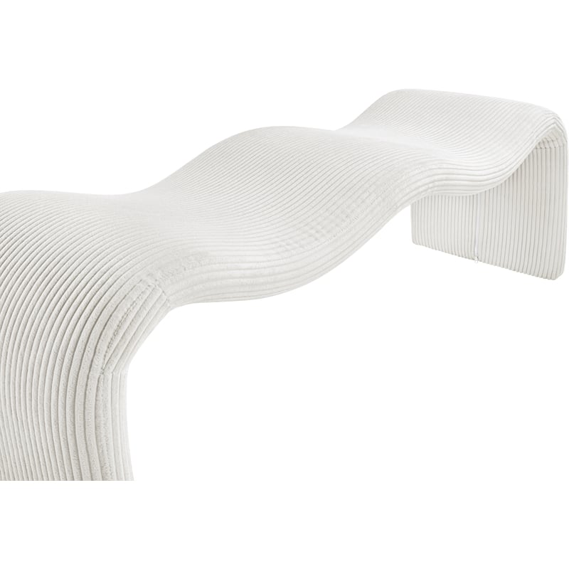Meridian Furniture Willow Cream Microsuede Corduroy Bench