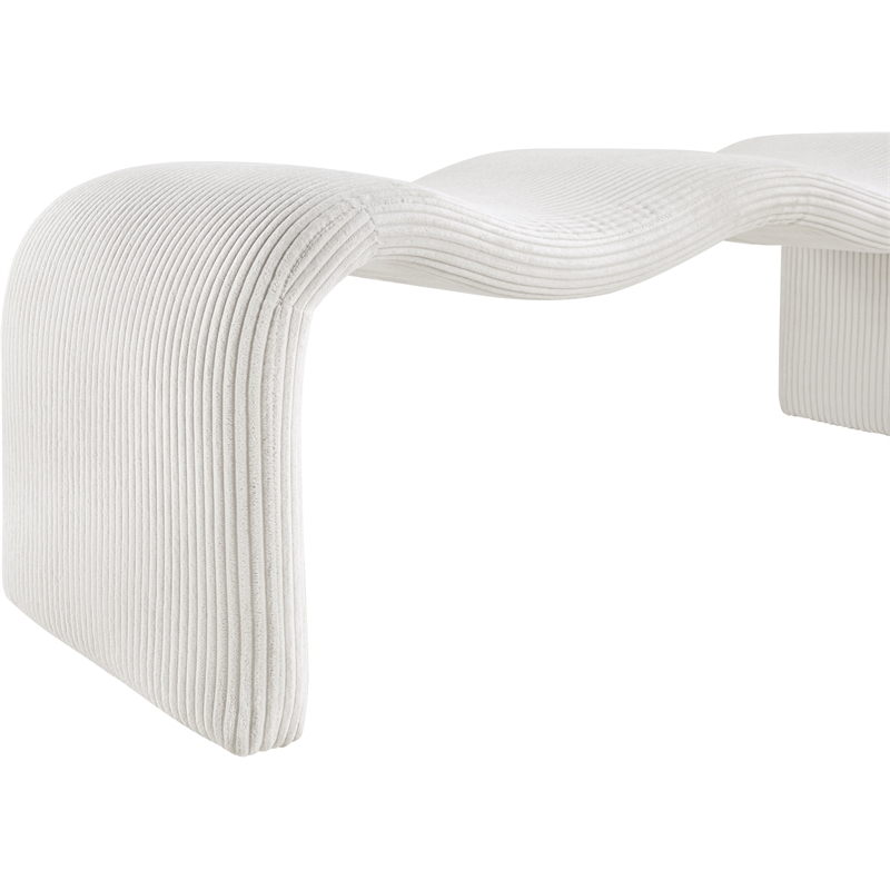 Meridian Furniture Willow Cream Microsuede Corduroy Bench