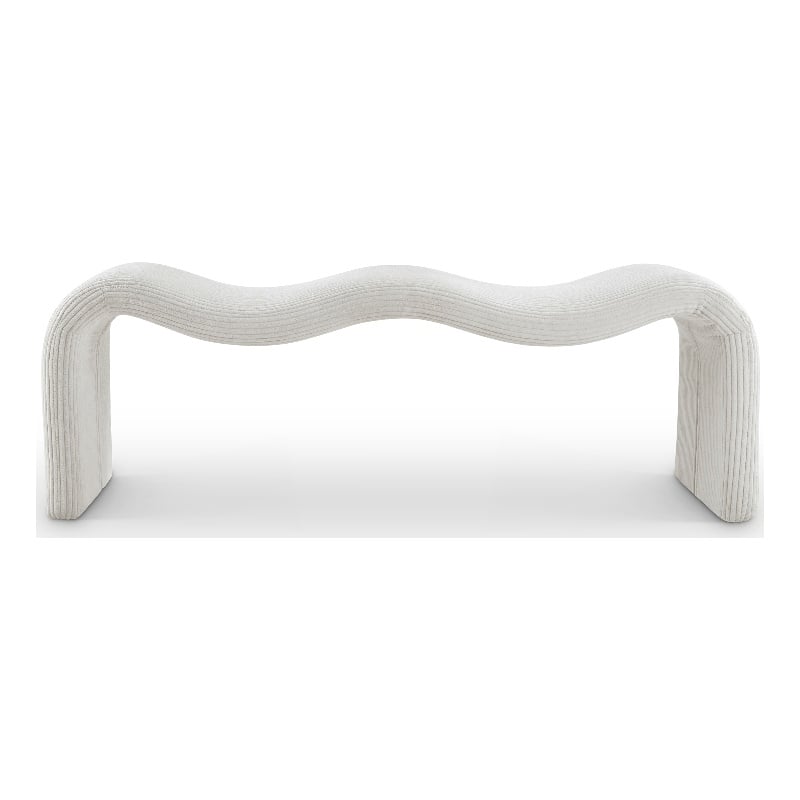 Meridian Furniture Willow Cream Microsuede Corduroy Bench