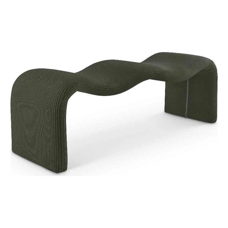 Meridian Furniture Willow Green Microsuede Corduroy Bench