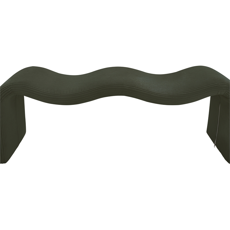 Meridian Furniture Willow Green Microsuede Corduroy Bench