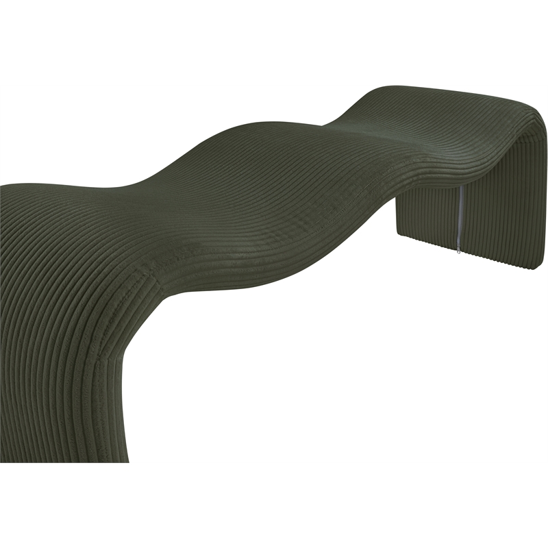Meridian Furniture Willow Green Microsuede Corduroy Bench