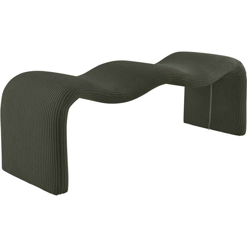 Meridian Furniture Willow Green Microsuede Corduroy Bench