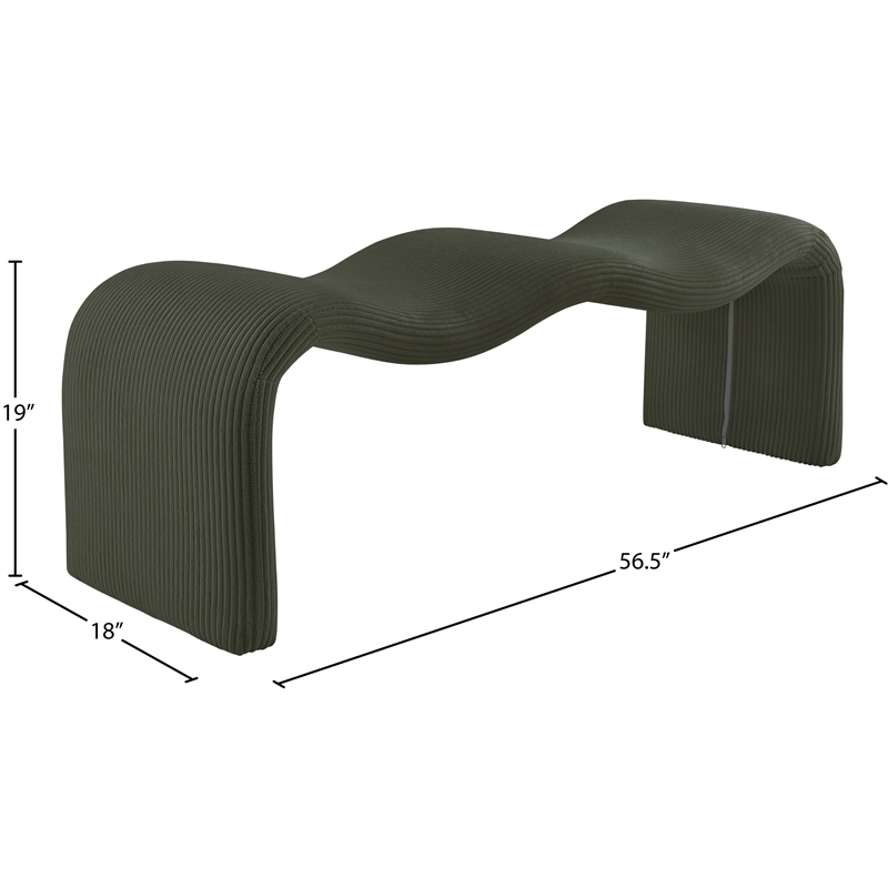Meridian Furniture Willow Green Microsuede Corduroy Bench