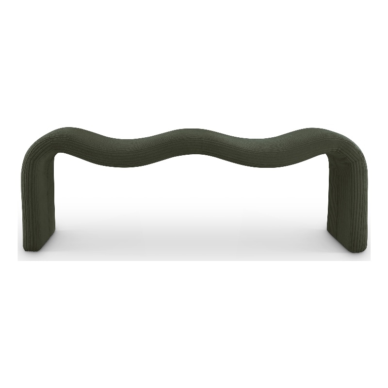 Meridian Furniture Willow Green Microsuede Corduroy Bench