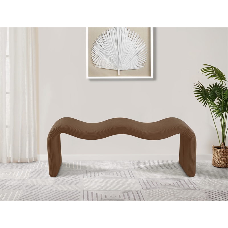 Meridian Furniture Willow Saddle Microsuede Corduroy Bench