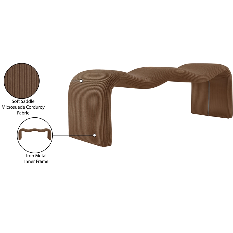 Meridian Furniture Willow Saddle Microsuede Corduroy Bench