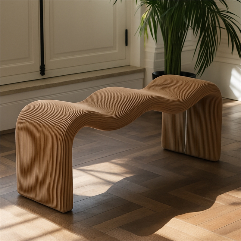 Meridian Furniture Willow Saddle Microsuede Corduroy Bench