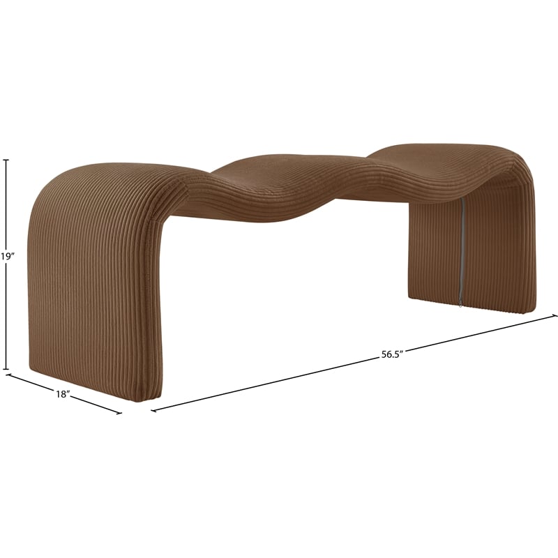 Meridian Furniture Willow Saddle Microsuede Corduroy Bench