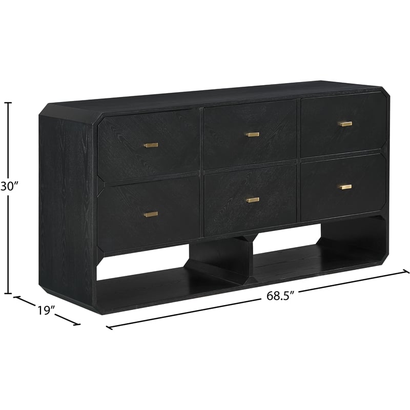 Meridian Furniture Parker Black Ash Veneer Dresser