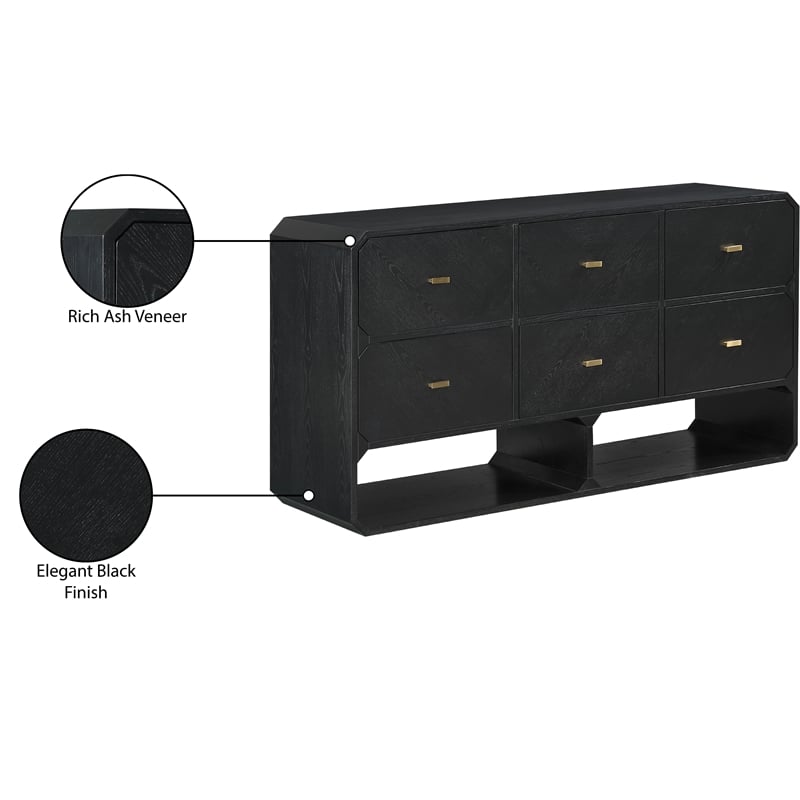 Meridian Furniture Parker Black Ash Veneer Dresser