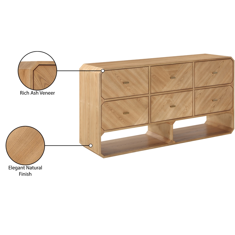 Meridian Furniture Parker Natural Ash Veneer Dresser