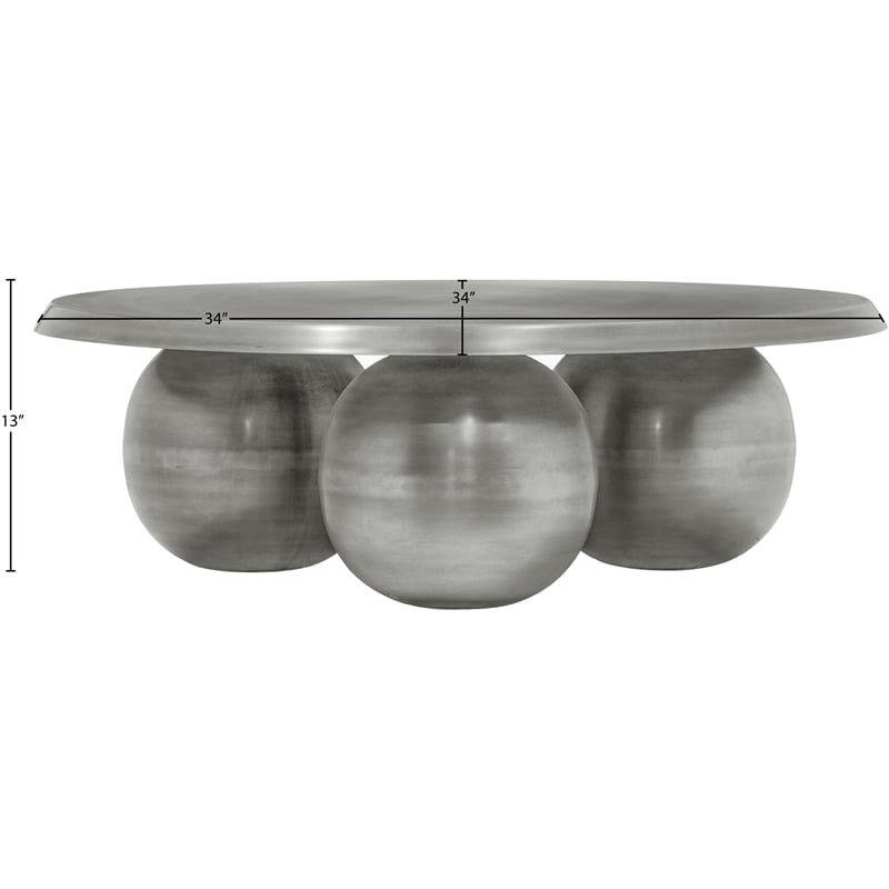 Meridian Furniture Globus Silver Iron Metal Coffee Table