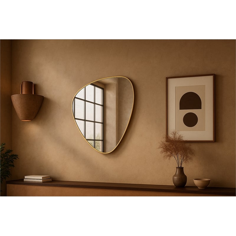 Meridian Furniture Finch Brushed Gold Iron Metal Frame Mirror